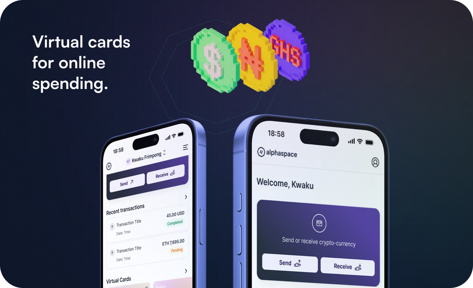 Alphaspace, crypto payments app with virtual cards